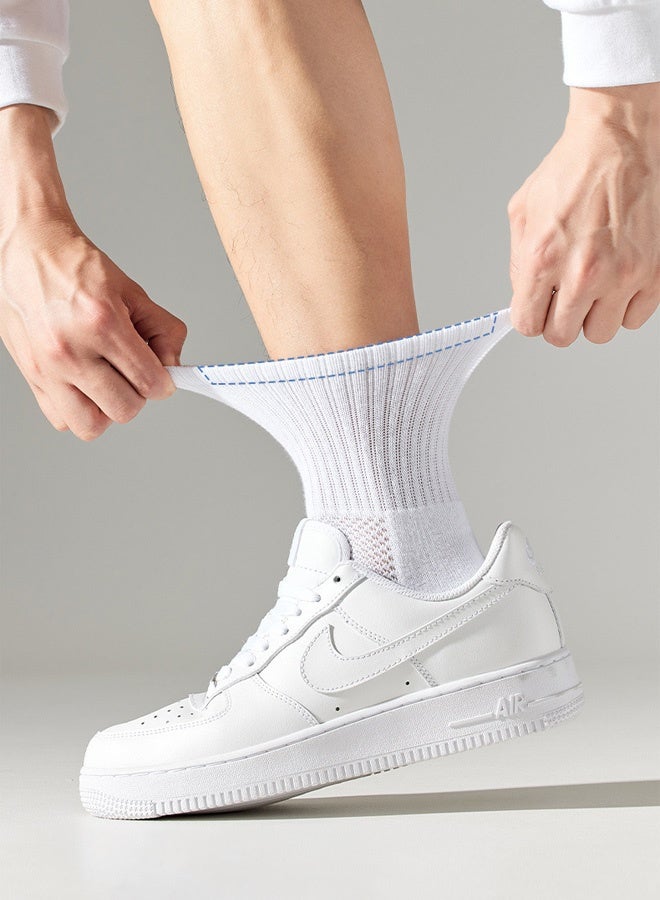 Hanayo 5 أزواج من الجوارب الرياضية للنساء والرجال غير محددة الجنس مضادة للانزلاق خفيفة الوزن ومريحة لفصل الخريف والشتاء وجميع الفصول (أبيض) - Image 2