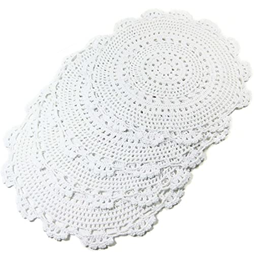 kilofly Handmade Crochet Round Cotton Lace Table Placemats Doilies Value Pack [Set of 4], Medallion, 13x13 inch, White - Image 2