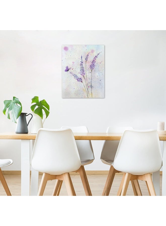 HVEST Purple Lavender Wall Art Butterfly with Purple Flower Canvas Wall Art for Living Room - Image 3