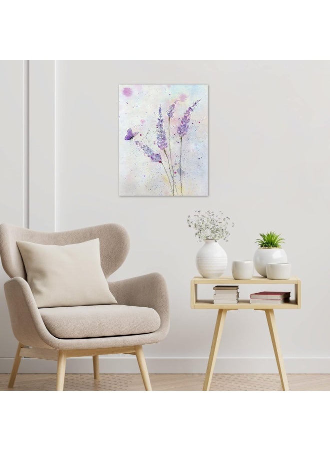 HVEST Purple Lavender Wall Art Butterfly with Purple Flower Canvas Wall Art for Living Room - Image 4