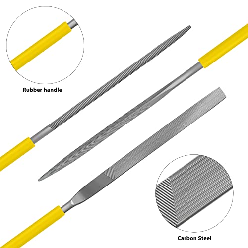 kapoua Needle File Set, 10 Pieces Hand Metal Files, Hardened Alloy Strength Steel Set includes Flat, Round, Half-Round, Triangular, Square, Oval, Crossing, and Barrette File - Image 4