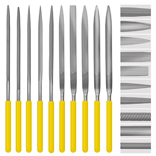 kapoua Needle File Set, 10 Pieces Hand Metal Files, Hardened Alloy Strength Steel Set includes Flat, Round, Half-Round, Triangular, Square, Oval, Crossing, and Barrette File - Image 1
