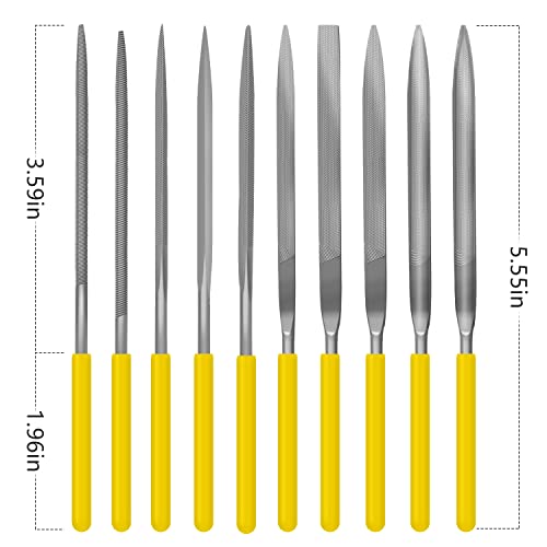 kapoua Needle File Set, 10 Pieces Hand Metal Files, Hardened Alloy Strength Steel Set includes Flat, Round, Half-Round, Triangular, Square, Oval, Crossing, and Barrette File - Image 3