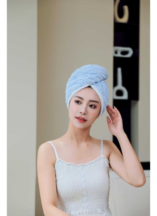 2024 Cloud Pattern Gold Velvet Quick-Dry Hair Towel CapGolden Turtle velvet double layer [Sky Blue]] Golden Turtle velvet double layer [Sky Blue]]