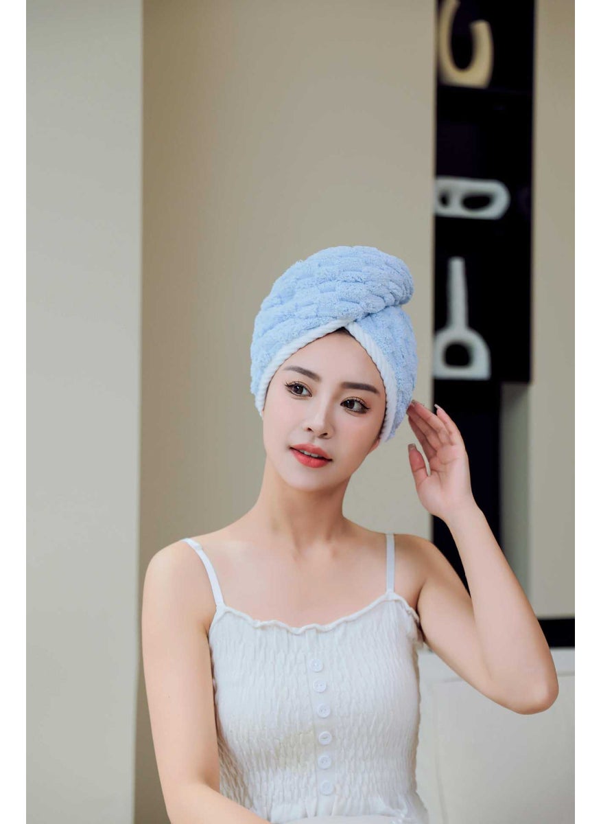 Generic 2024 Cloud Pattern Gold Velvet Quick-Dry Hair Towel CapGolden Turtle velvet double layer [Sky Blue]] Golden Turtle velvet double layer [Sky Blue]] 