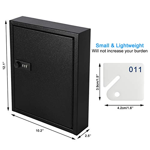 KYODOLED Locking Key Cabinet, 60 Key Storage Lock Box with Code, Key Box Wall Mount with Combination Lock, Key Hooks & Tags Key Labels(Black,60 Key) - Image 3
