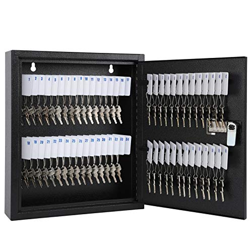 KYODOLED Locking Key Cabinet, 60 Key Storage Lock Box with Code, Key Box Wall Mount with Combination Lock, Key Hooks & Tags Key Labels(Black,60 Key) - Image 1