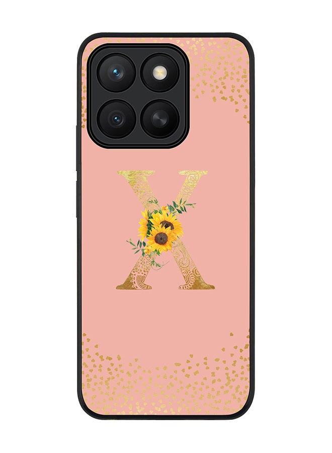 Stylizedd For Honor X8c Case,Slim fit Camera Protection, Shockproof Thin Phone cover  - Custom Floral Monogram - X  (Rose Pink )