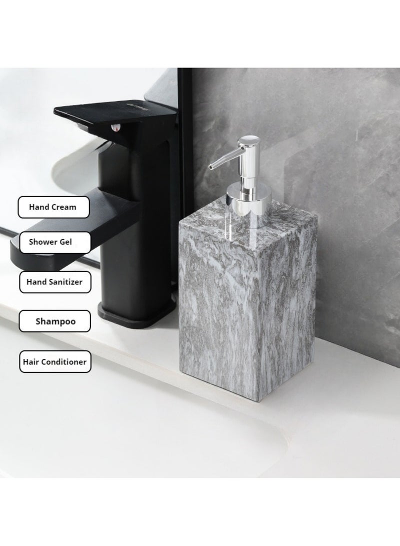 JiFENG عبوة صابون سائل من الراتنج 500 مل - مضخة لغسيل اليدين وجل الاستحمام، قابلة لإعادة التعبئة للاستخدام في الحمام والمطبخ (فضي & رمادي) - Image 1