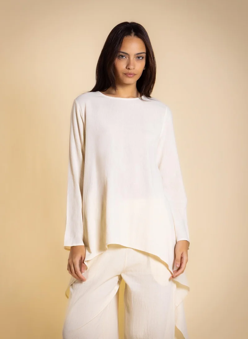 SHAPES ASYMMETRICAL COTTON BLEND FLOWING TOP SET