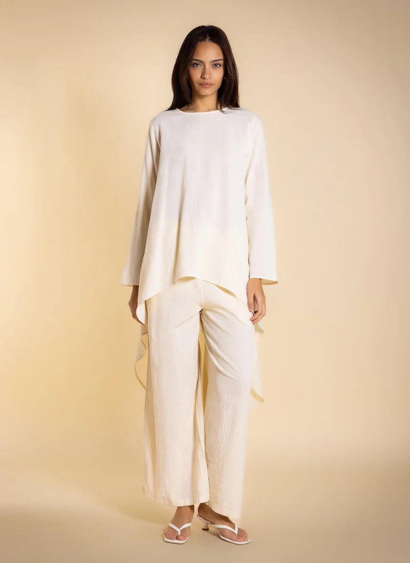 SHAPES ASYMMETRICAL COTTON BLEND FLOWING TOP SET