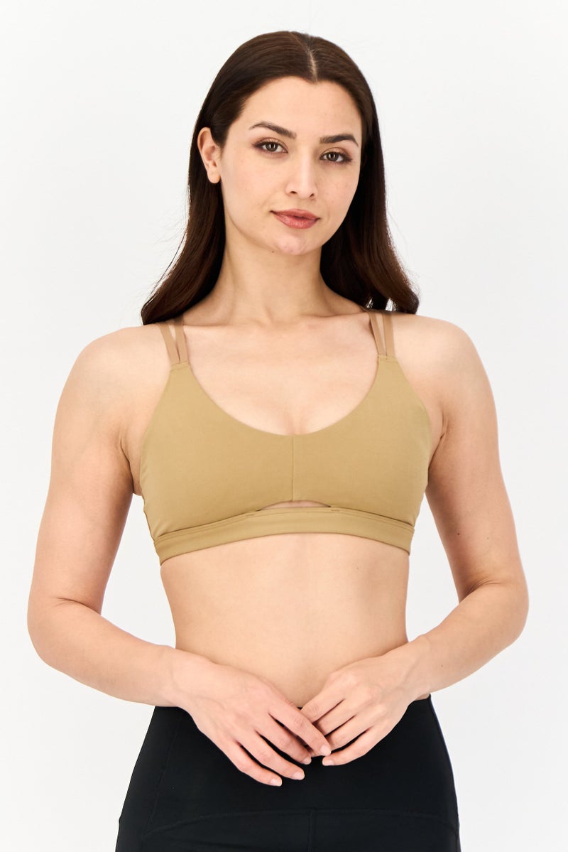 Adidas Women Lightly Padded Training Sports Bra, Tan - Image 1