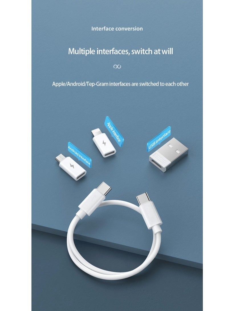 صندوق تخزين كابلات محمول متعدد الوظائف مع موصلات Lightning وMicro USB وTYPE-C، 5 في 1، شحن سريع 60W بطول 0.3M، منظم سفر مدمج للكابلات، حامل هاتف، ومُخرج بطاقة SIM - Image 4