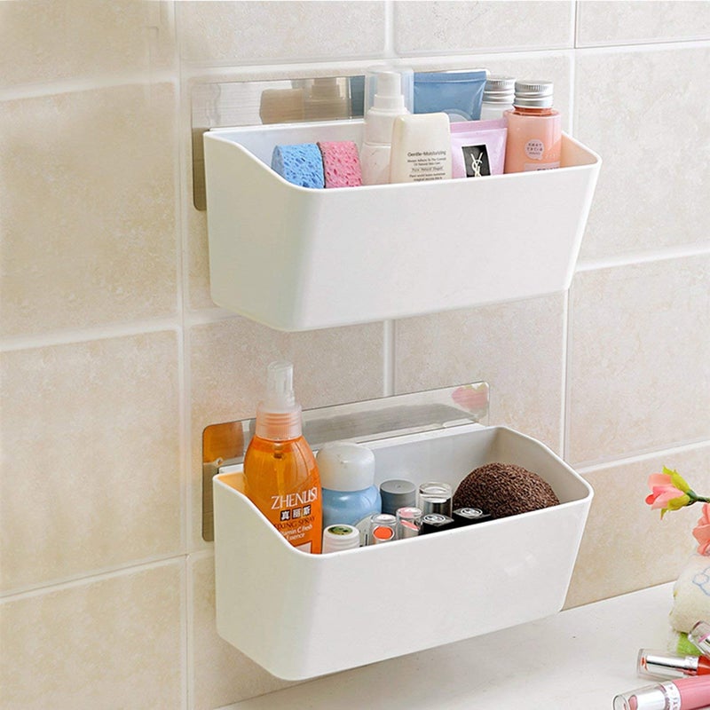 BLEQYS Shower Caddy Suction, Bath Shelve Drill-Free Shower Shelf Bathroom Storage Basket Wall Mounted, Waterproof & Rustproof Shower Organizer Removable for Bathroom,Dorm,Toilet, Kitchen-White - Image 3