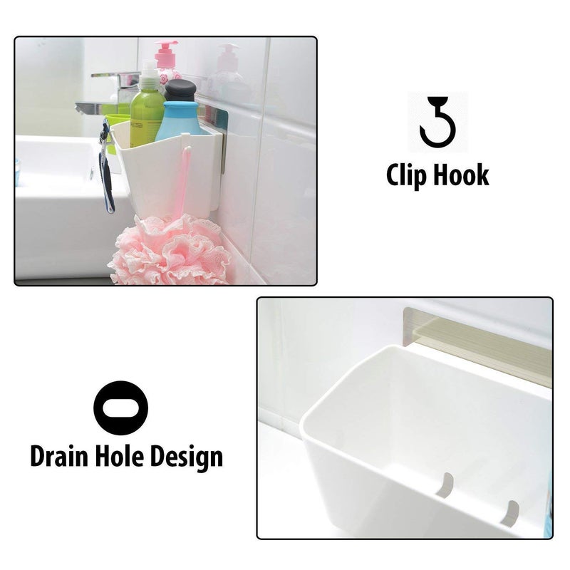 BLEQYS Shower Caddy Suction, Bath Shelve Drill-Free Shower Shelf Bathroom Storage Basket Wall Mounted, Waterproof & Rustproof Shower Organizer Removable for Bathroom,Dorm,Toilet, Kitchen-White - Image 4