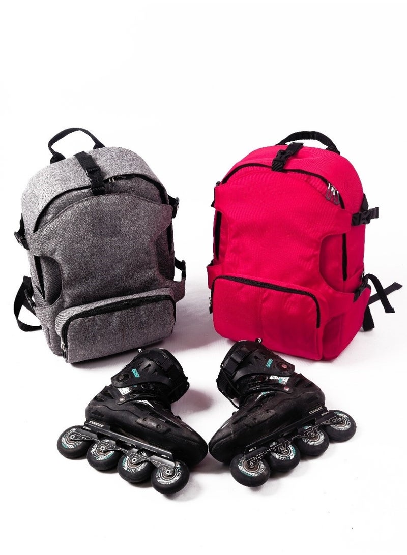 شنطة ظهر رياضية لحمل سكيت باتيناج – لحمل الأغراض المختلفة بجيوب واسعه وكبيرة . ومكان مخصص لحمل زوج من الاسكيت - Image 3