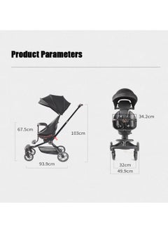 baobaohao V8 Toddler Stroller, Adjustable For Newborn Baby Comfort With Reversible Seat - Black  - Image 5