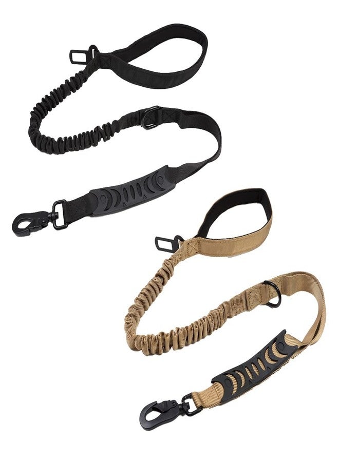 Magik 2-4 Pc Leash Tactical K9 Large Dog Heavy Duty Coupler Retractable Nylon Rope (Black+Khaki, 2 Pack(1 Ea)) - Image 1