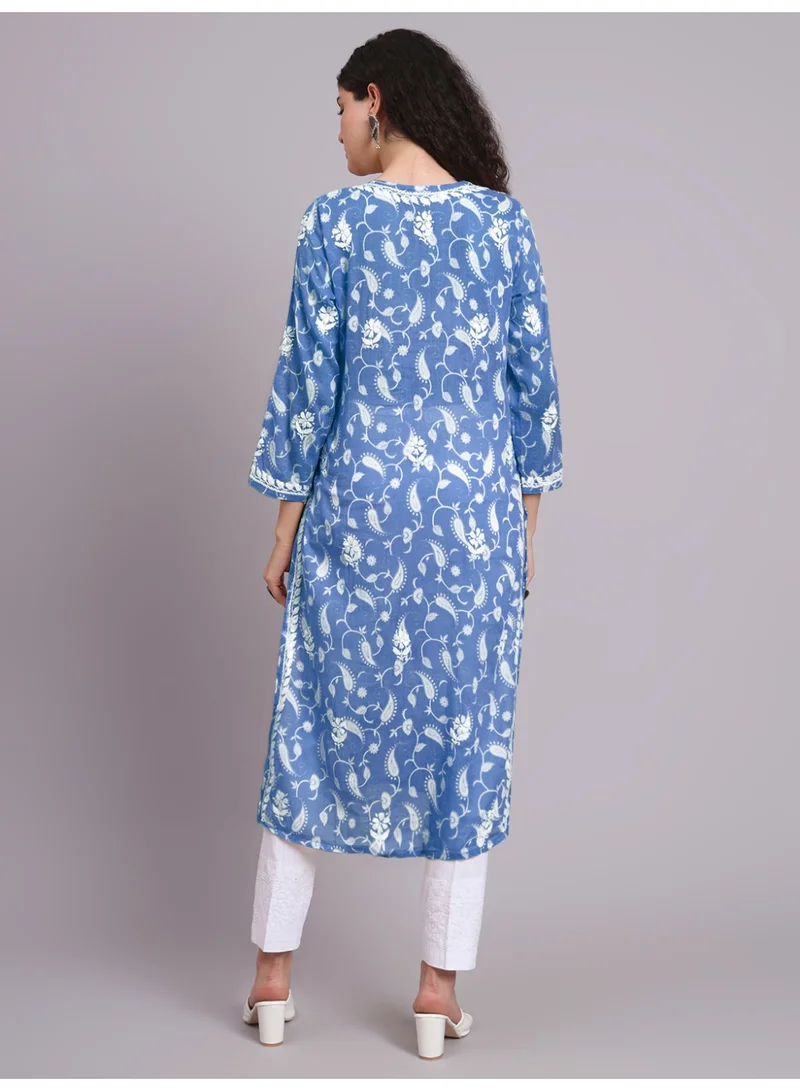 Alaya Hand Embroidered Chikankari Mulmul Cotton Kurta-AL4072