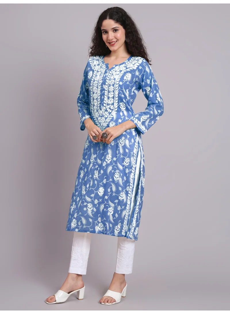 Alaya Hand Embroidered Chikankari Mulmul Cotton Kurta-AL4072