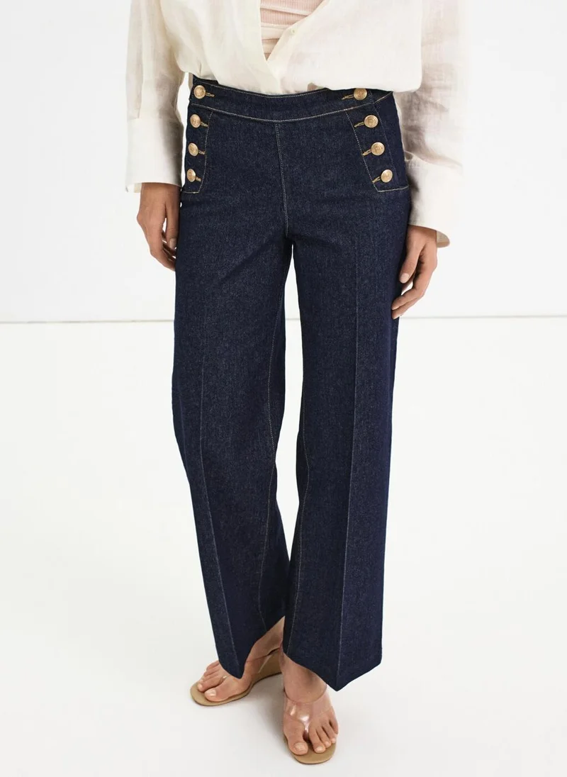 Mango Wide-Leg Jeans With Side Buttons