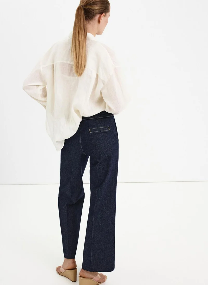 Mango Wide-Leg Jeans With Side Buttons