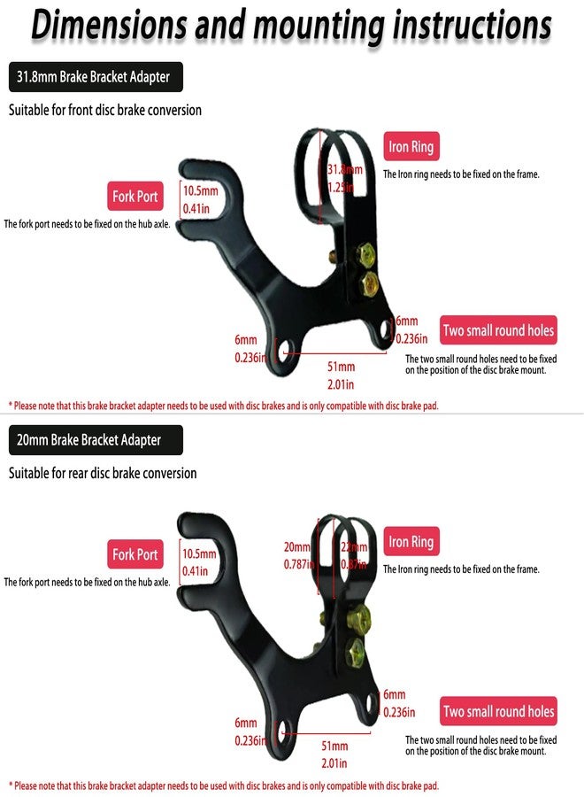 DoThisAllDay Brake Bracket Adapter 2pcs(160/22mm & 160/31.8mm), Disc Brake Bracket Converter Bike Components & Parts - Image 3