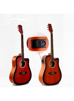 Megarya MegArya Cutaway Electro Acoustic Guitar with 4 Band EQ Red Sun Burst  - Image 1