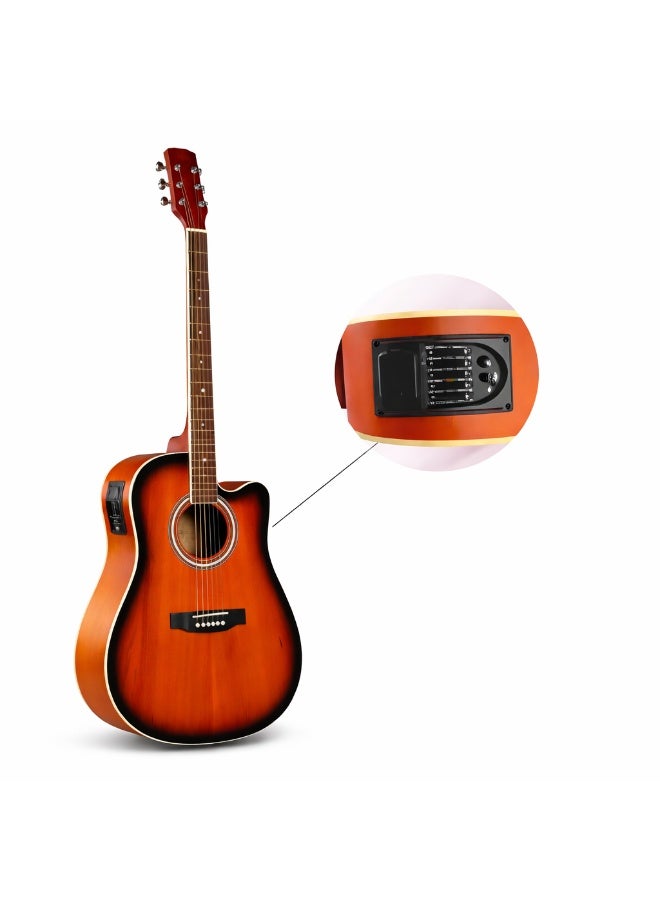 جيتار MegArya Cutaway الكهربائي الصوتي مع 4 نطاقات EQ Red Sun Burst