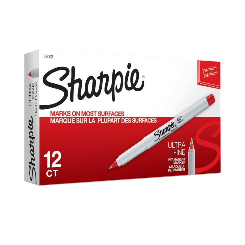 Sharpie Permanent Markers, Ultra Fine Point, Red, 12 Count - Home, Office, School, Classroom, Teacher Supplies - Image 1