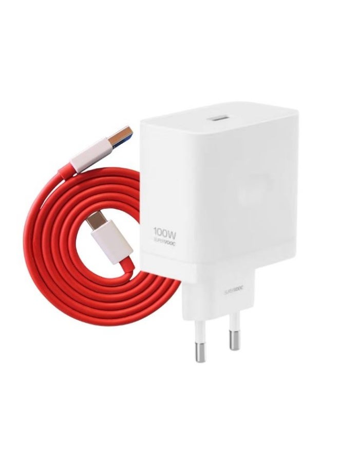 وان بلس وان شاحن Supervooc بقوة 100 واط لهواتف OnePlus 12/11 و10T، بديل لشاحن Warp مع كابل شحن Warp USB-C بطول 1 متر، شاحن جداري USB، محول طاقة بريطاني لهواتف Nord 2T CE و3 Lite و10 Pro و9 Pro و8T - Image 2