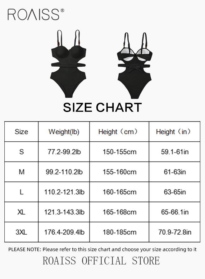 roaiss One Piece Backless Bikini Swimsuit for Women Quick Drying and Skin Friendly Solid Color Push up Swimming Suits with Belt Ladies Slim Fit Surf Beach Wear Resort Hot Spring Wear - Image 3