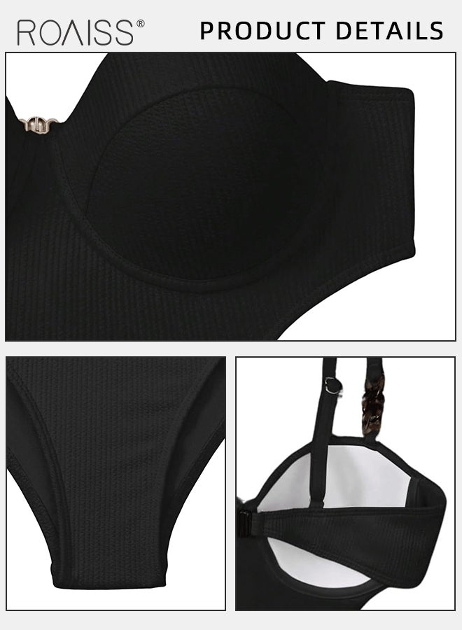 roaiss One Piece Backless Bikini Swimsuit for Women Quick Drying and Skin Friendly Solid Color Push up Swimming Suits with Belt Ladies Slim Fit Surf Beach Wear Resort Hot Spring Wear - Image 5