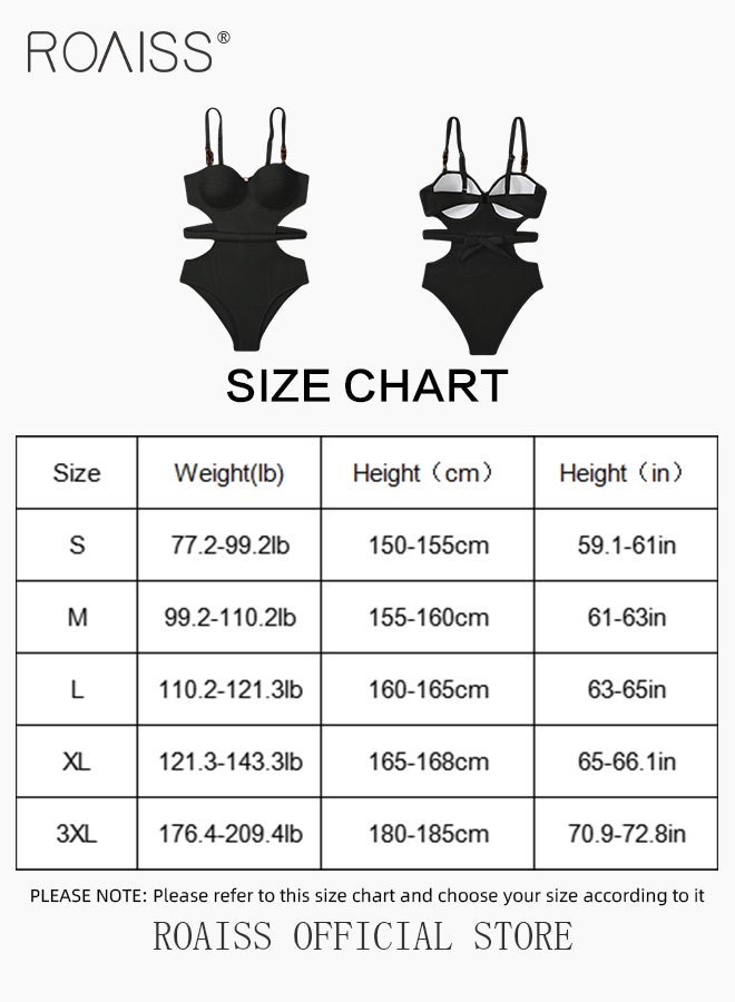 roaiss One Piece Backless Bikini Swimsuit for Women Quick Drying and Skin Friendly Solid Color Push up Swimming Suits with Belt Ladies Slim Fit Surf Beach Wear Resort Hot Spring Wear - Image 2