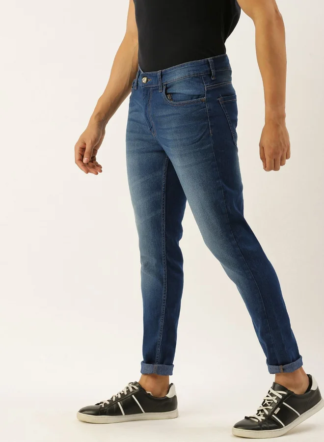 The Indian Garage Co The Indian Garage Co Men Mid Rise Faded Slim Fit Jeans