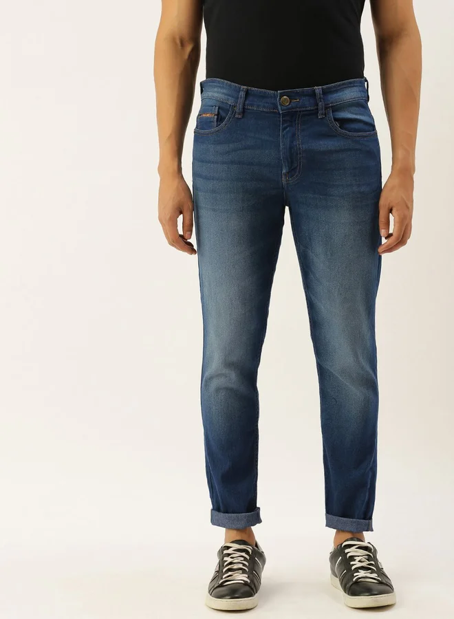 The Indian Garage Co The Indian Garage Co Men Mid Rise Faded Slim Fit Jeans