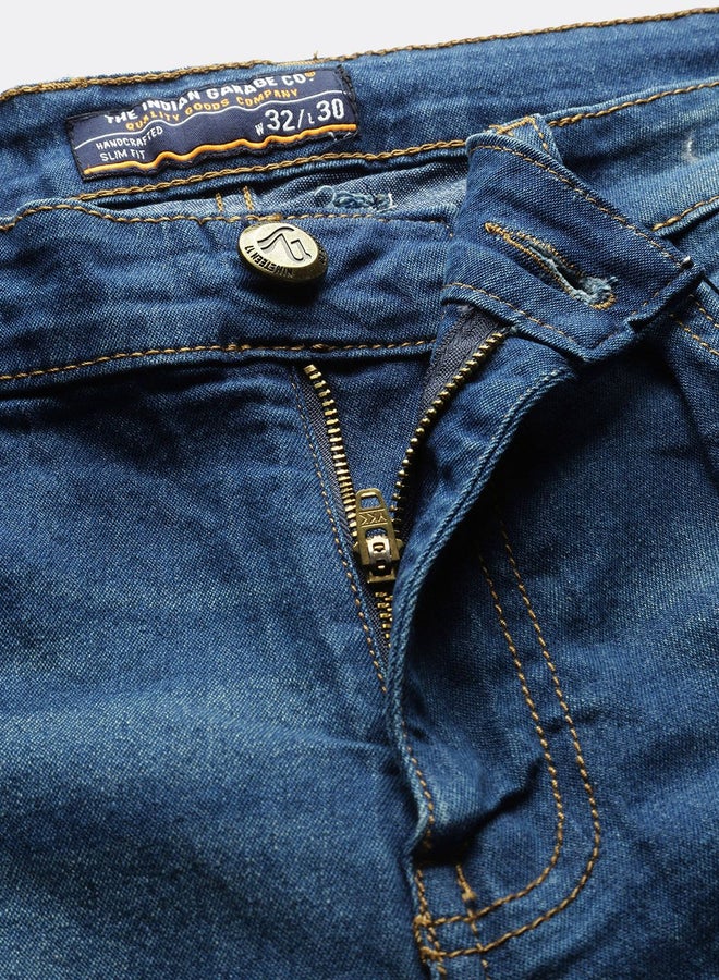 The Indian Garage Co Men Mid Rise Faded Slim Fit Jeans - Image 4