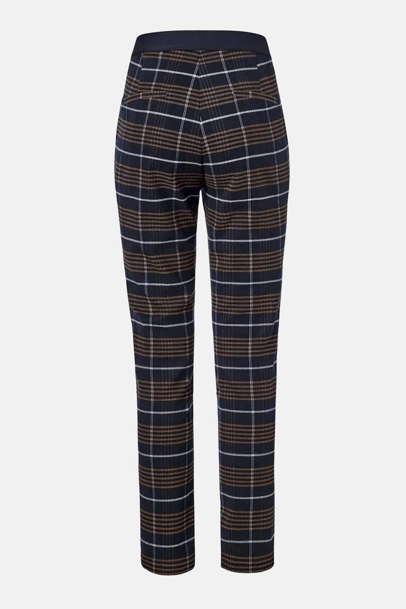 Tchibo Women Regular Fit Checkered Pants, Navy - Image 3