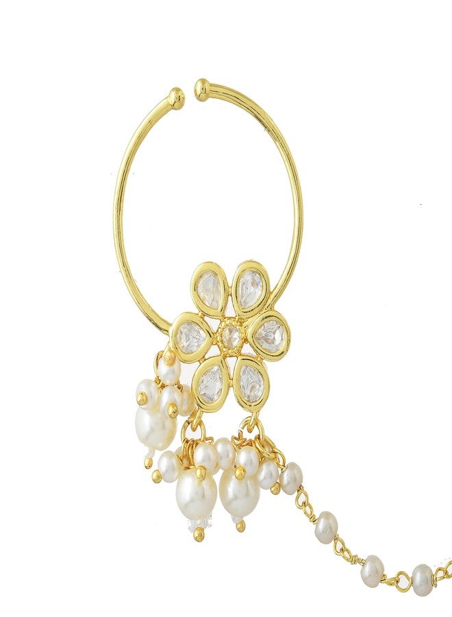 VOYLLA Panchhi Kashni Nose Ring For Women Nose Rings And Pins For Women, Kundan Nose Rings For Wedding, Festive, Party, Birds, American Diamond, Gift For Her - Image 1