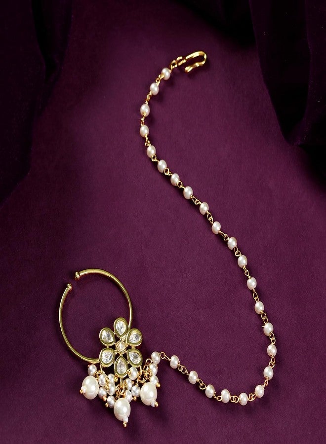 VOYLLA Panchhi Kashni Nose Ring For Women Nose Rings And Pins For Women, Kundan Nose Rings For Wedding, Festive, Party, Birds, American Diamond, Gift For Her - Image 2