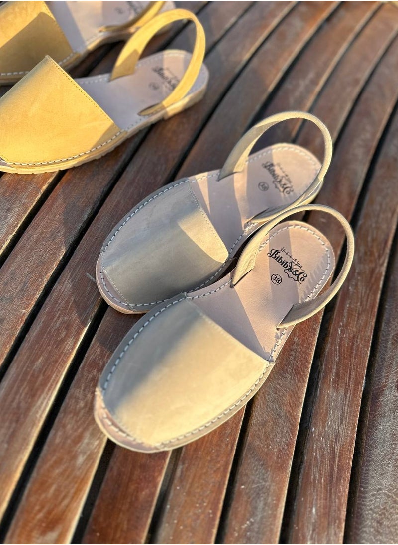 Bibibs & Co Menorca Nubuck Flat Sandals Sling Back Grey  - Image 4