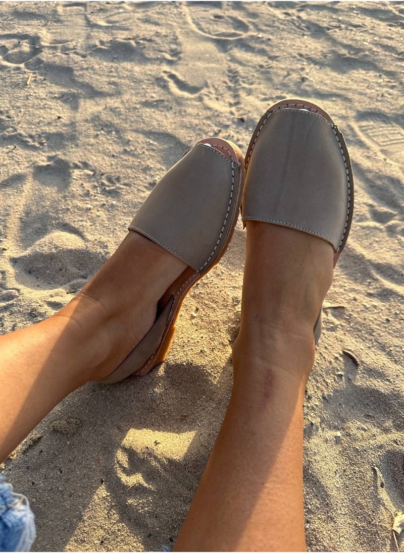 Bibibs & Co Menorca Nubuck Flat Sandals Sling Back Grey  - Image 3