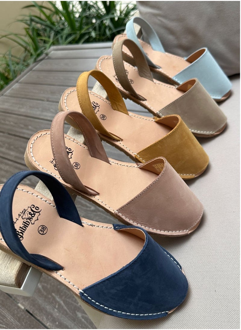 Bibibs & Co Menorca Nubuck Flat Sandals Sling Back Grey  - Image 5