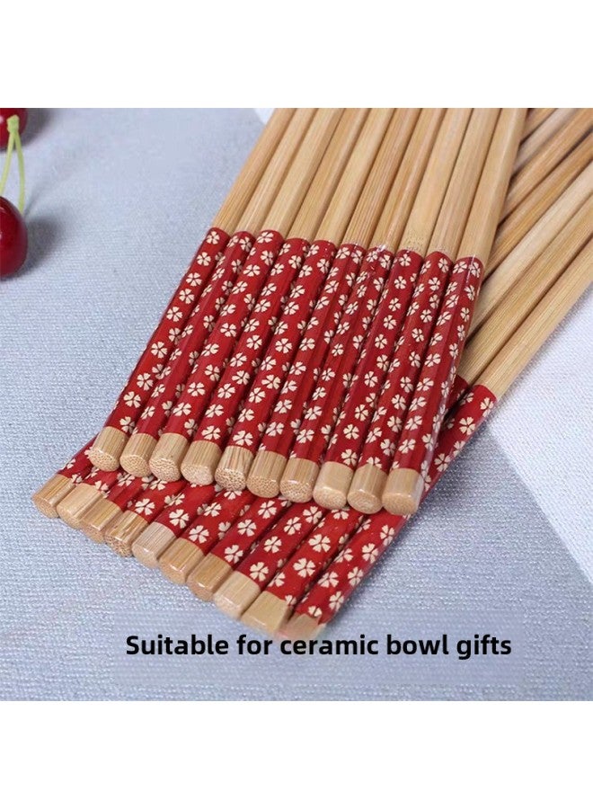 Japanese Cherry Blossom Bamboo Chopsticks Set Chopsticks For One Person And One Chopstick Household Chopsticks Manufacturer Carbonized Chopsticks-Color:Sky Blue Floral-Specifications:5.3*6*22.5 Carbonized Belt Knotted Flower Process  - Image 3