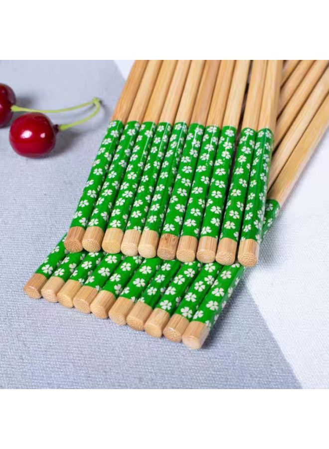 Japanese Cherry Blossom Bamboo Chopsticks Set Chopsticks For One Person And One Chopstick Household Chopsticks Manufacturer Carbonized Chopsticks-Color:Sky Blue Floral-Specifications:5.3*6*22.5 Carbonized Belt Knotted Flower Process  - Image 4