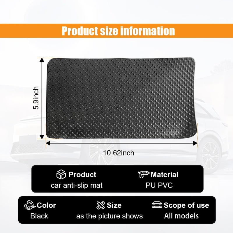 GLSOWEE Car Dashboard Anti-Slip Mat, 10.6"×5.9" Universal Car Dash Sticky Rubber Mat, Multifunctional Non-Slip Adhesive Pad Auto Dash Gripping Mat for Cell Phones, Keys, Coins, Sunglasses (Dot) - Image 2