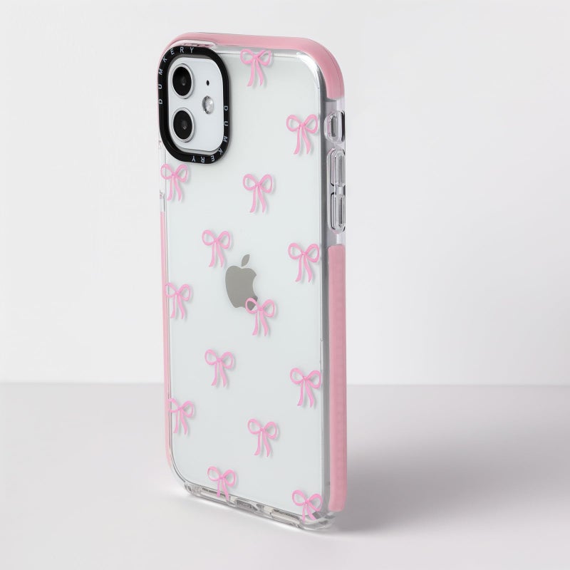 Dumkery Cute Phone Case Compatible with iPhone 11, Bows Girly Aesthetic Pattern, Soft TPU Shockproof Bumper Cases Cover for Girls Women-Pink - Image 4