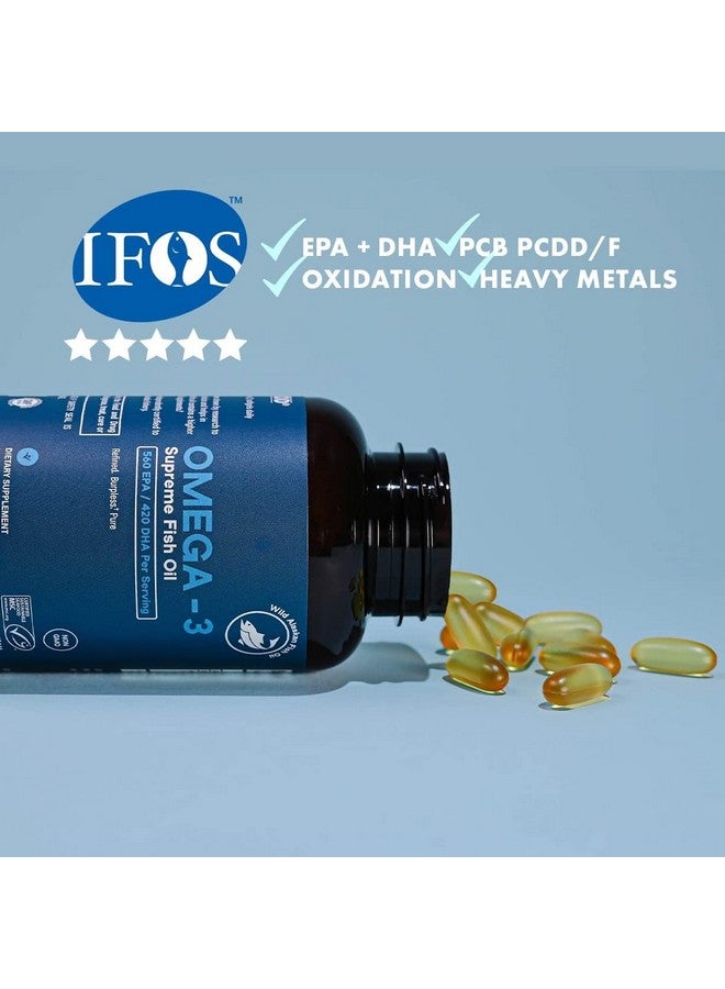 Generic Omega-3 Supreme 1400 mg Wild Alaskan Fish Oil | IFOS Certified EPA DHA, Sustainable, Burpless, Veg Enteric Coated for Absorption (3 Mo Supply,180 Softgels)  - Image 4