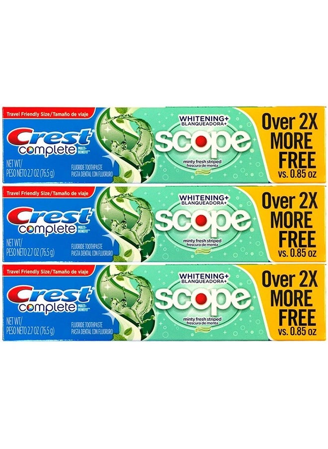 Crest - Complete Multi-Benefit Whitening + Scope Minty Fresh Flavor Toothpaste 2.7 Oz, Pack Of 3 - Image 1