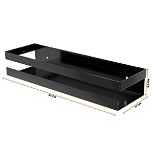 ZEELPETAL Metal Multi-Purpose Shelf - Kitchen- Bathroom Adhesive Shelf- Wall Mount (1Pcs) (Black) - Image 4
